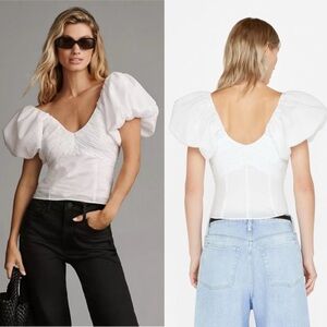 Frame Puff Sleeve Top Blanc Size XS White Womens Cotton Contemporary cottage. 17